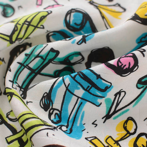 Black Abstract Jacquard, Polyester, 134 gsm