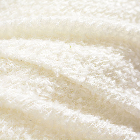 Acrylic Polyester Chunky Knit Fabric, 217 gsm, 180 cm — White