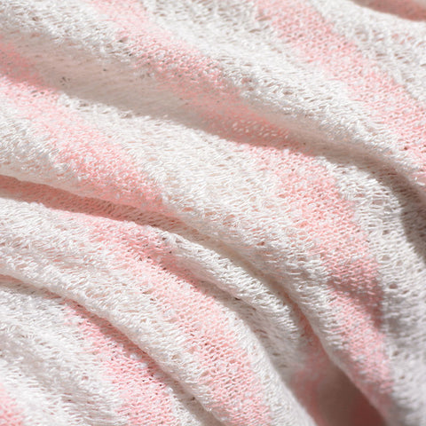 Pink Vertical-Stripe Jacquard, Viscose-Poly