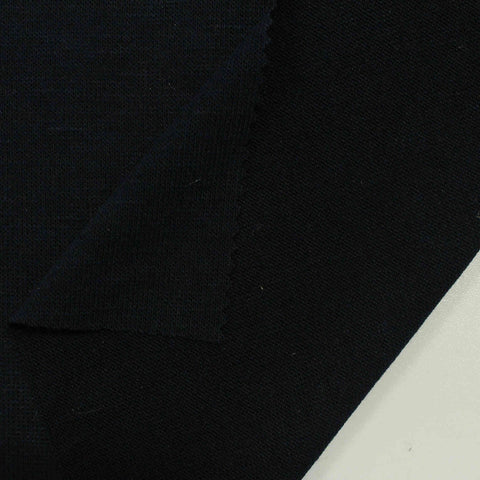 Slub Polyester Viscose Stretch Knit Fabric, 186 gsm, 150 cm — Black