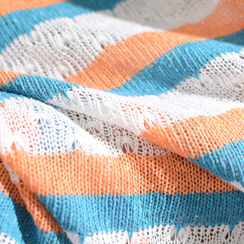 Polyester Cotton Blend Stretch Chunky Knit Fabric, 260 gsm, 160 cm — Orange