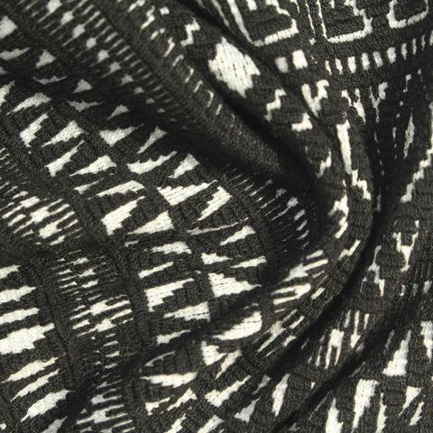 Black Geometric Jacquard, Viscose-Poly, 306 gsm