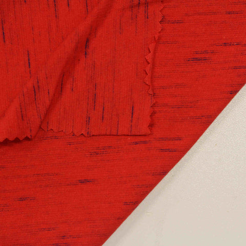 Red Marl Jersey Knit, Cotton-Poly, 120 gsm