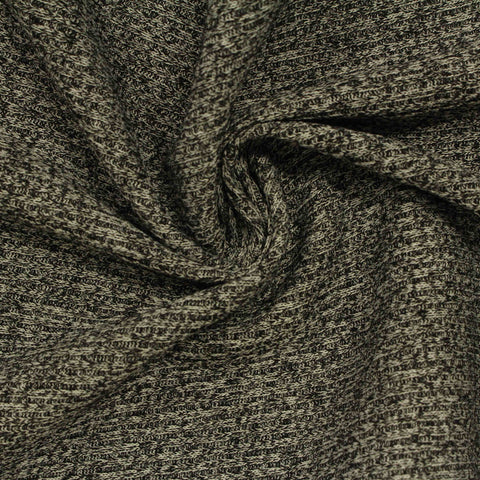 Black Marl Rib Knit, Polyester, 305 gsm