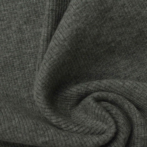 Grey Heather Rib Knit, Poly-Cotton