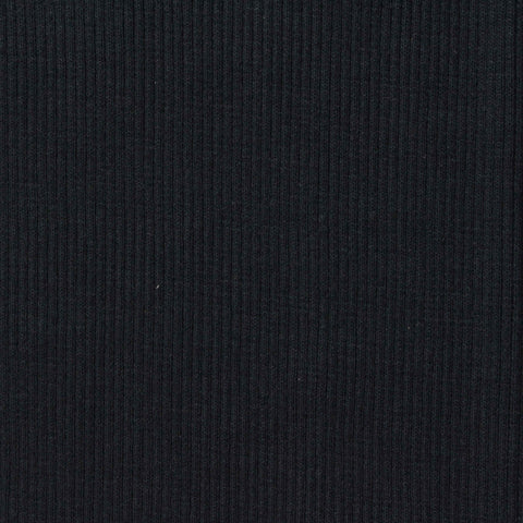 Cotton Polyester Stretch Rib Knit Fabric, 380 gsm, 130 cm — Black