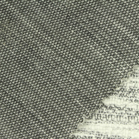 White Horizontal-Stripe Bouclé, Poly-Cotton, 220 gsm