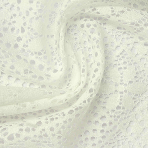 Cream Floral Lace, Nylon-Cotton, 115 gsm