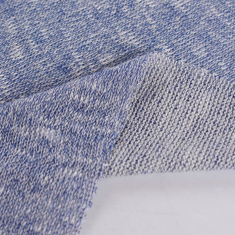 Blue Marl Rib Knit, Poly-Viscose, 290 gsm