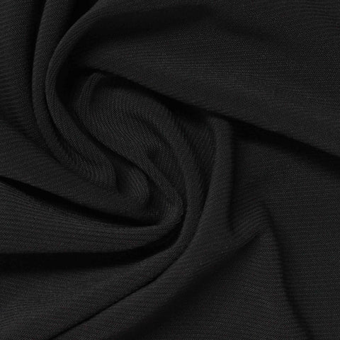 Polyester Stretch Linen-Look Fabric, 200 gsm, 155 cm — Black