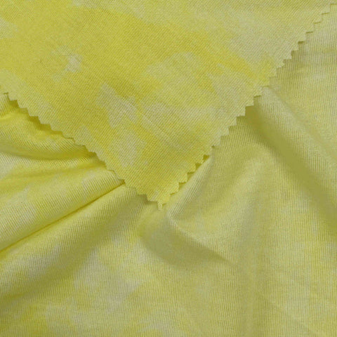 Light Yellow Abstract Jersey Knit, Viscose-Poly