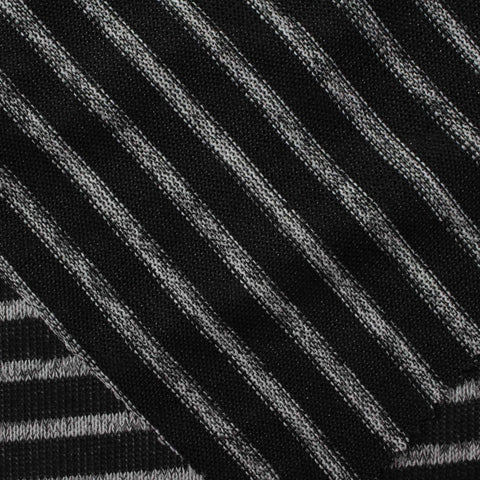 Black Horizontal-Stripe Rib Knit, Polyester, 163 gsm
