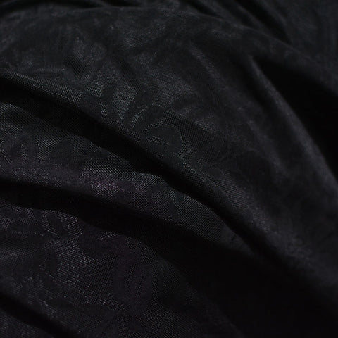 Black Tone-on-Tone Floral Mesh, Polyester