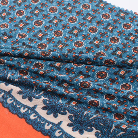 Blue Geometric-Circle Woven, Viscose