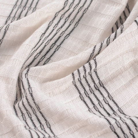 Dark Grey Stripes Rib Knit, Poly-Viscose, 198 gsm