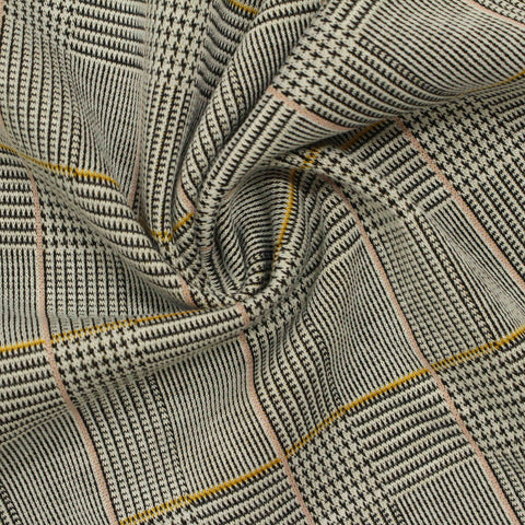 Black Houndstooth Jacquard, Polyester, 260 gsm, 165 cm