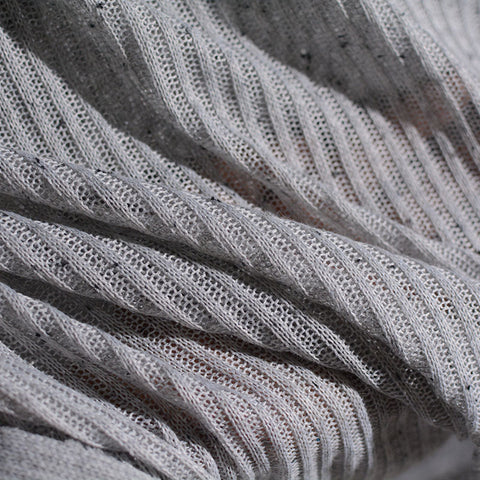 Light Grey Marl Rib Knit, Polyester, 270 gsm