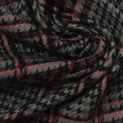 Grey Houndstooth Interlock Knit, Cotton