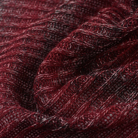 Dark Red Marl Rib Knit, Polyester, 204 gsm