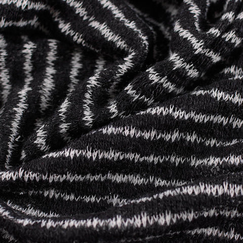 Black Vertical-Stripe Chunky Knit, Viscose-Poly