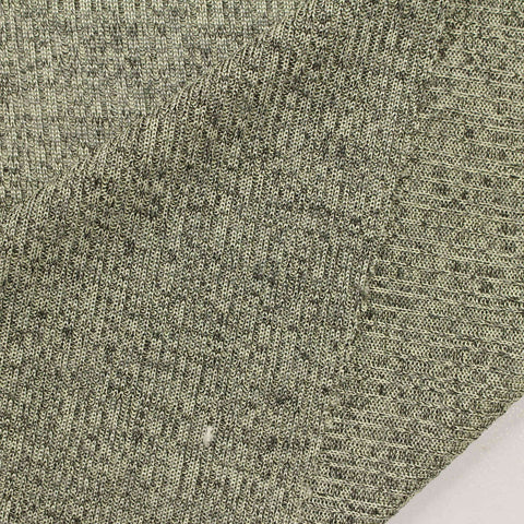 Heathered Grey Marl Rib Knit, Polyester, 176 gsm