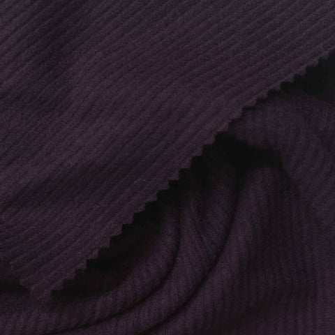 Brushed Polyester Viscose Blend Stretch Rib Knit Fabric, 200 gsm, 150 cm — Purple