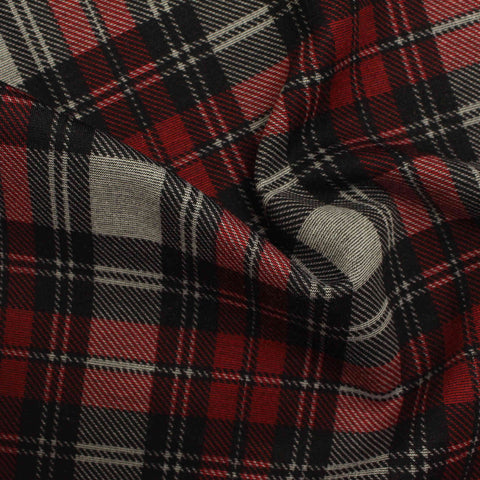 Red Plaid Ponte Knit, Polyester