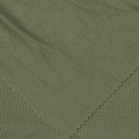 Green Vertical-Stripe Rib Knit, Modal-Poly