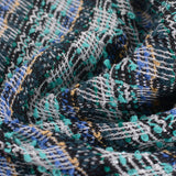 Black Textured-Plaid Interlock Knit, Polyester — photo 3