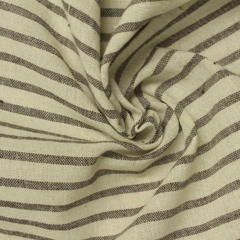 Dark Brown Horizontal-Stripe Woven, Cotton-Poly