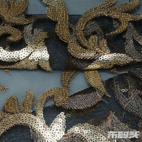 Gold Sequin Mesh, Polyester, 134 gsm