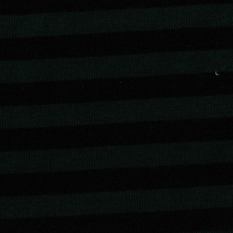 Dark Green Horizontal-Stripe Rib Knit, Viscose-Cotton, 245 gsm