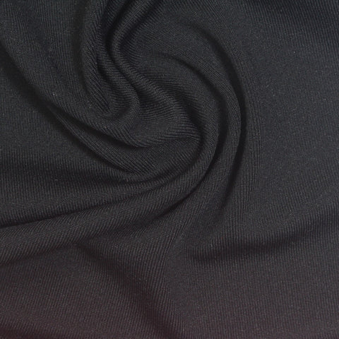 Polyester Stretch Rib Knit Fabric, 235 gsm, 145 cm — Black