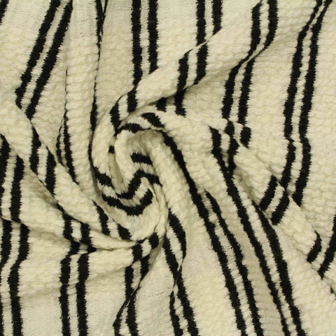 Black Vertical-Stripe Crepe, Viscose