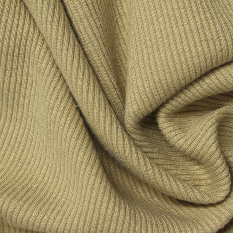 Cotton Polyester Stretch Rib Knit Fabric, 350 gsm, 115 cm — Khaki