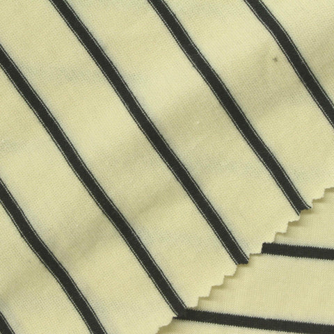 Light Yellow Horizontal-Stripe Jersey Knit, Poly-Cotton