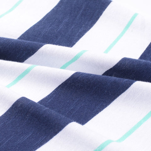 Navy Horizontal-Stripe Knit, Cotton, 141 gsm
