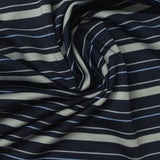 Navy Horizontal-Stripe Jersey Knit, Polyester — photo 3