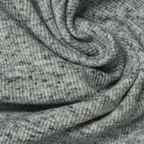 Grey Marl Rib Knit, Poly-Cotton, 280 gsm, 120 cm