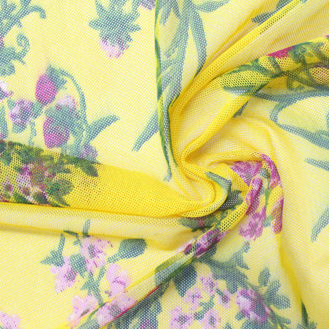 Purple Floral Mesh, Polyester
