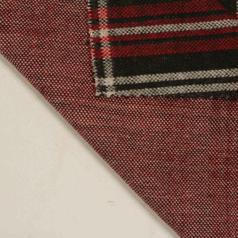 Red Plaid Interlock Knit, Polyester, 250 gsm