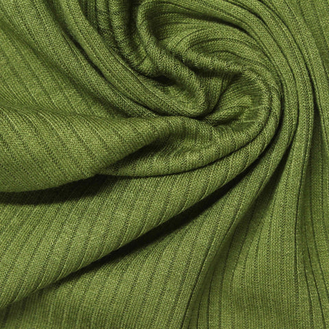 Viscose Stretch Rib Knit Fabric, 180 gsm, 127 cm — Green