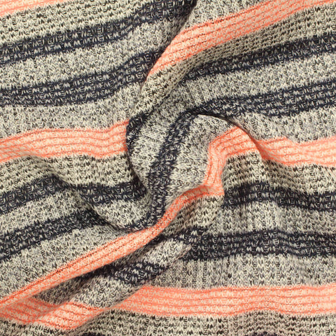 Marled Grey Horizontal-Stripe Rib Knit, Poly-Viscose