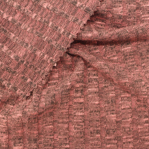 Peach Marl Rib Knit, Poly-Viscose, 251 gsm