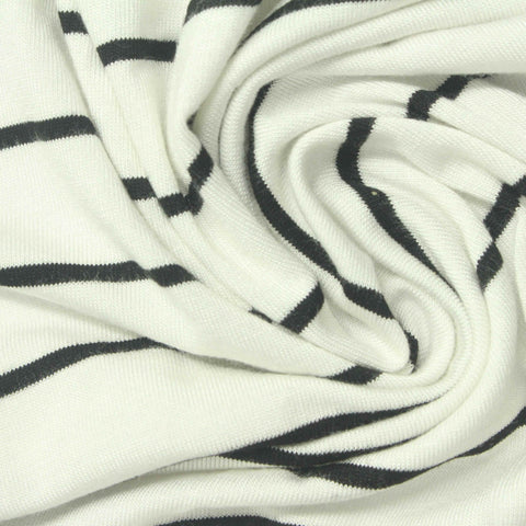Dark Grey Horizontal-Stripe Jersey Knit, Viscose