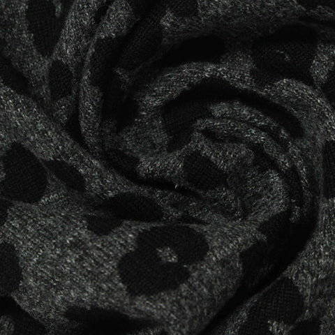 Black Leopard Chunky Knit, Polyester, 240 gsm