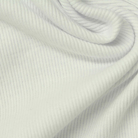 Polyester Cotton Stretch Rib Knit Fabric, 295 gsm, 120 cm — White