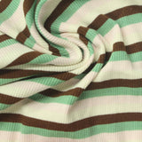 Brown Horizontal-Stripe Rib Knit, Cotton-Viscose — photo 3