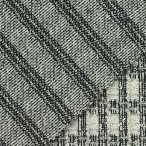 Black Textured-Plaid Bouclé, Poly-Viscose