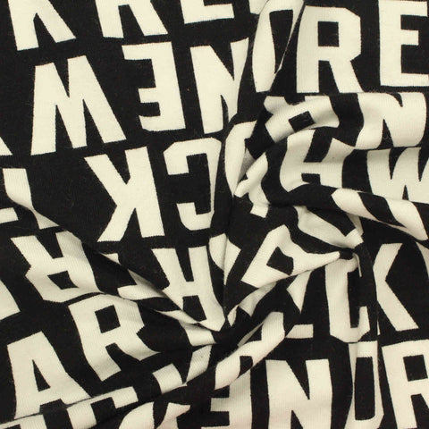 Jacquard Cotton Stretch Knit Fabric, 193 gsm, 159 cm — Black